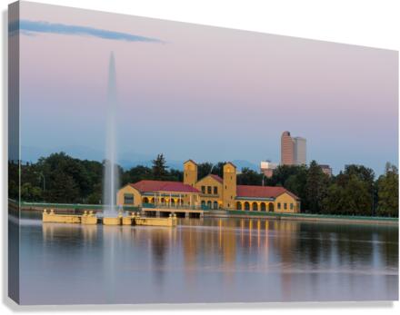 City Park in Denver with boathouse Ferril Lake  Canvas Print