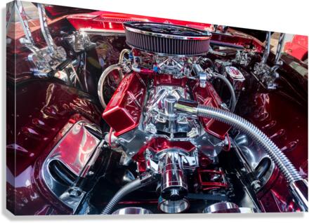 Engine compartment of chromed Camaro  Canvas Print