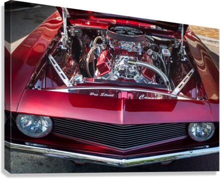 Engine compartment of chromed Camaro  Canvas Print