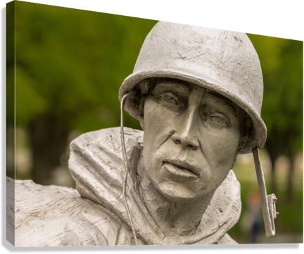 Close up of head of soldier statue in Korean War   Canvas Print