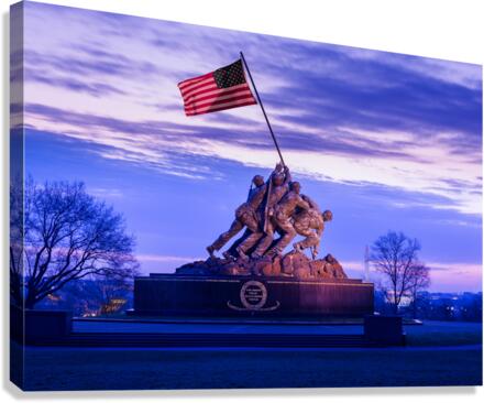 Iwo Jima Memorial at dawn as sun rises  Canvas Print