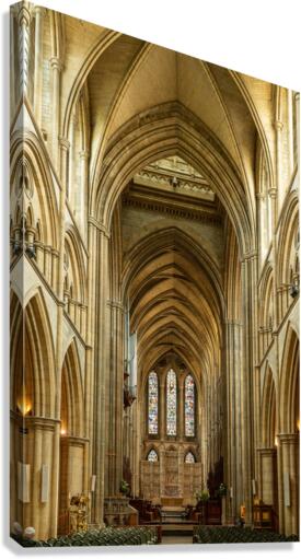 Interior aisle to altar in Truro cathedral in Cornwall  Canvas Print