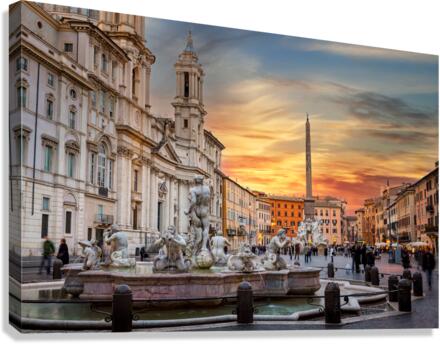 Dusk in famous Piazza Navona in Rome Canvas Print