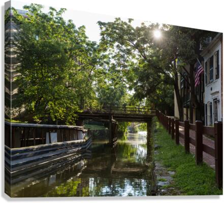 Wooden bridge on the old canal in Georgetown Washington DC  Canvas Print