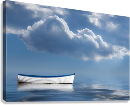 Old rowing boat marooned at sea  Impression sur toile