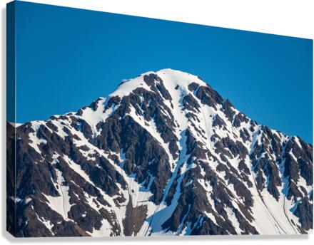 Peak of mountain overlooking Seward in Alaska  Canvas Print