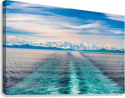 Cruise boat wake leaving Prince William Sound and Valdez  Canvas Print
