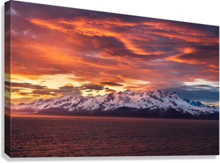 Sunset by Mt Fairweather and the Glacier Bay National Park in Al  Canvas Print