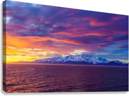 Sunset by Mt Fairweather and the Glacier Bay National Park in Al  Impression sur toile