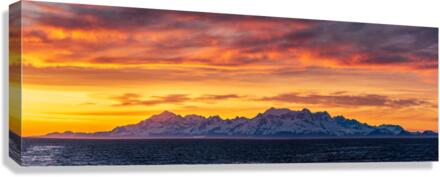 Sunset by Mt Fairweather and the Glacier Bay National Park in Al  Impression sur toile