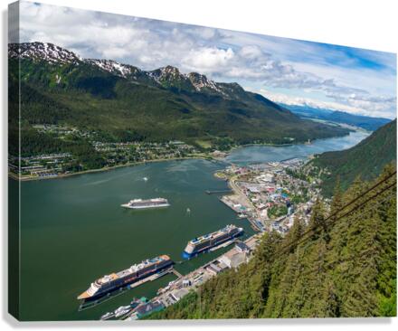 View from Mount Roberts down to port of Juneau Alaska  Impression sur toile