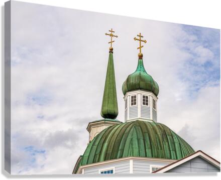 Exterior roof of the historic St Michaels Cathedral in Sitka Al  Canvas Print