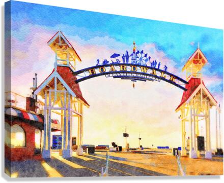 Watercolor of famous sign above Ocean City  Impression sur toile