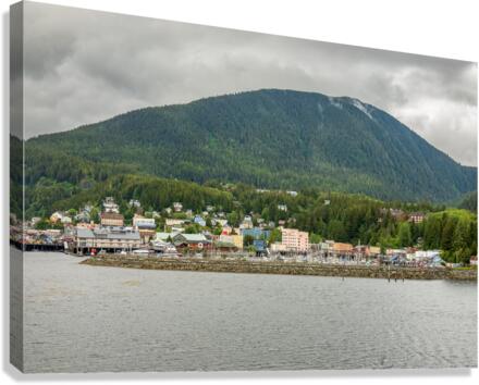Departing in the rain from the town of Ketchikan Alaska  Canvas Print
