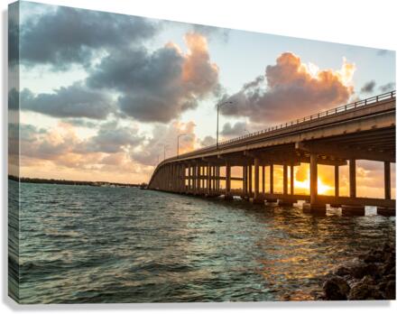 Dawn view of Rickenbacker bridge in Miami  Impression sur toile