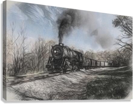WMRR Steam train in charcoal sketch  Impression sur toile