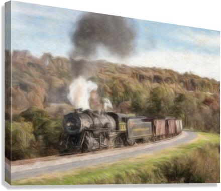 WMSR Steam train powers along railway  Canvas Print
