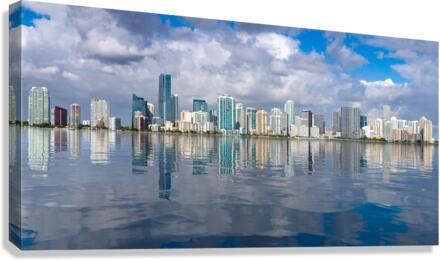 View of Miami Skyline with artificial reflection  Impression sur toile