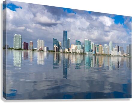 View of Miami Skyline with artificial reflection  Impression sur toile