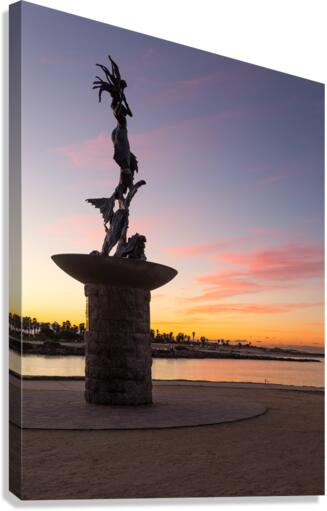 Mermaid statue entrance Ventura harbor Canvas Print