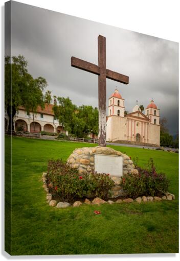Cloudy stormy day at Santa Barbara Mission  Impression sur toile