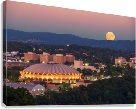 Moon rising above the Coliseum at WVU  Canvas Print
