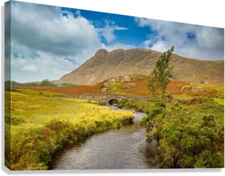 Stone bridge over river by Wastwater  Canvas Print