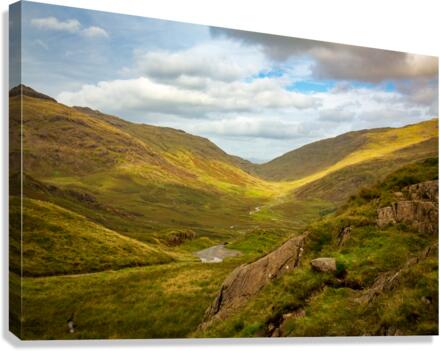 View through moorland valley from HardKnott Pass  Canvas Print