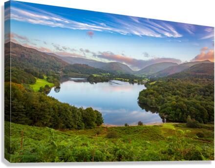 Lake Grasmere at dawn in Lake District  Canvas Print