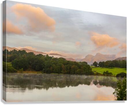 Sunrise at Loughrigg Tarn in Lake District  Canvas Print