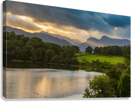 Sunset at Loughrigg Tarn in Lake District Canvas Print