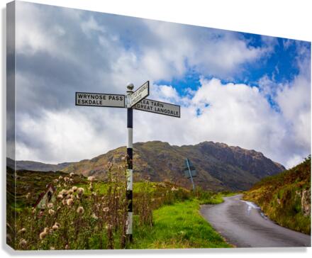 Langdale sign in english lake district  Canvas Print