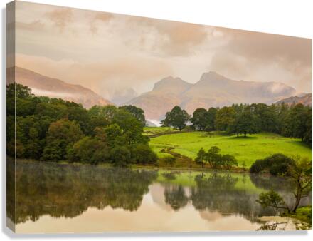 Sunrise at Loughrigg Tarn in Lake District  Canvas Print