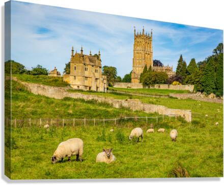 Church St James across meadow in Chipping Campden  Impression sur toile
