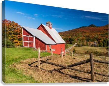 Grandview Farm barn with fall colors in Vermont  Impression sur toile