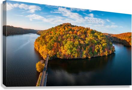 Aerial view of fall leaves in Cheat Lake Park  Impression sur toile