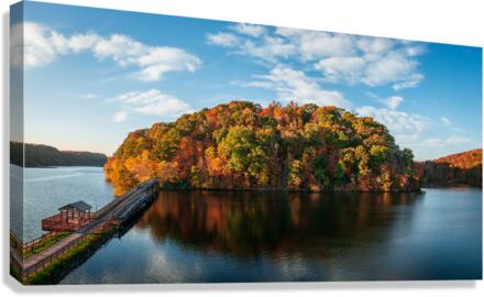 Aerial view of fall leaves in Cheat Lake Park  Impression sur toile