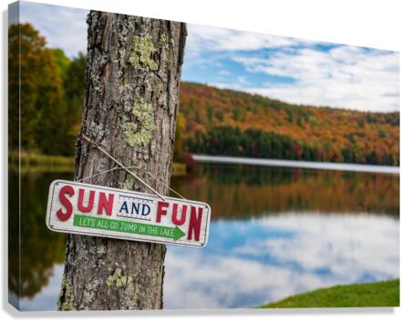 Sun and Fun swimming sign by Silver Lake Vermont  Impression sur toile