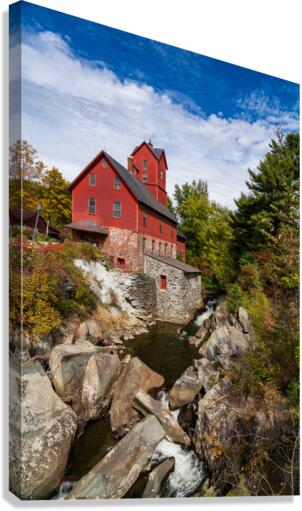 Old Red Mill in Jericho Vermont during the fall  Canvas Print