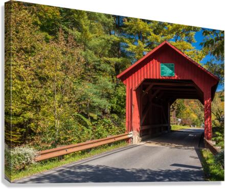 Lower covered bridge in Northfield Falls Vermont  Canvas Print
