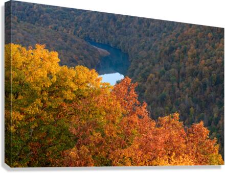 Sunset over Cheat river from Coopers Rock  Canvas Print