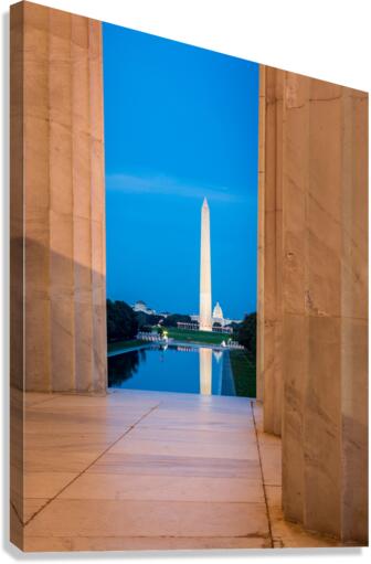 Washington monument reflecting from Jefferson  Impression sur toile