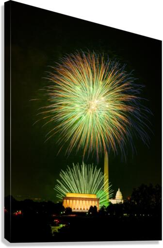 Fireworks over Washington DC on July 4th  Impression sur toile