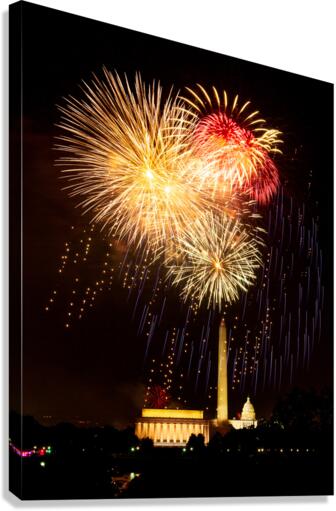 Fireworks over Washington DC on July 4th  Canvas Print