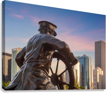 Captain on the Helm statue in Chicago  Canvas Print