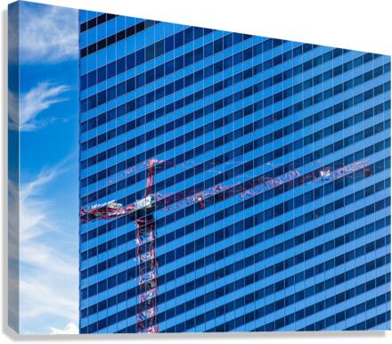 Reflection of crane in Chicago windows  Canvas Print