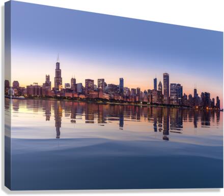 Sunset over city skyline Chicago from Observatory  Canvas Print