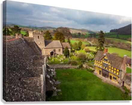 Stokesay Castle in Shropshire on cloudy day  Canvas Print