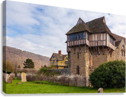 Stokesay Castle in Shropshire surrounded by hedge  Canvas Print