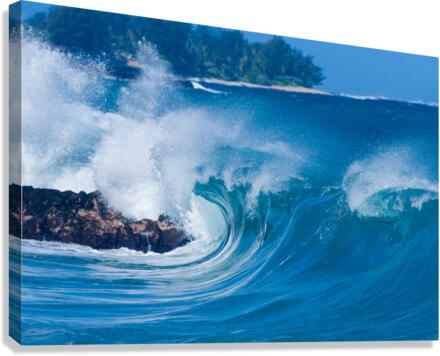 Powerful waves break at Lumahai Beach Kauai  Canvas Print